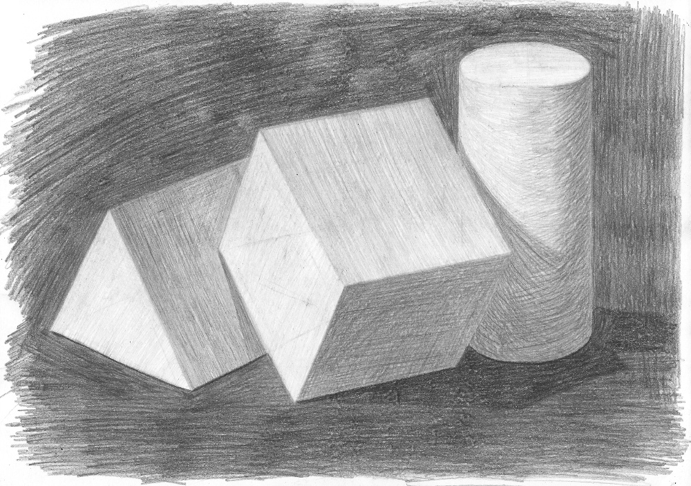 Рисунок натюрморта из геометрических тел.