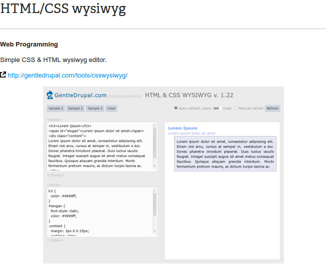 css and html wysiwyg