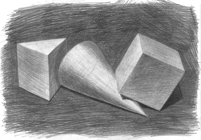 Рисунок натюрморта из геометрических тел