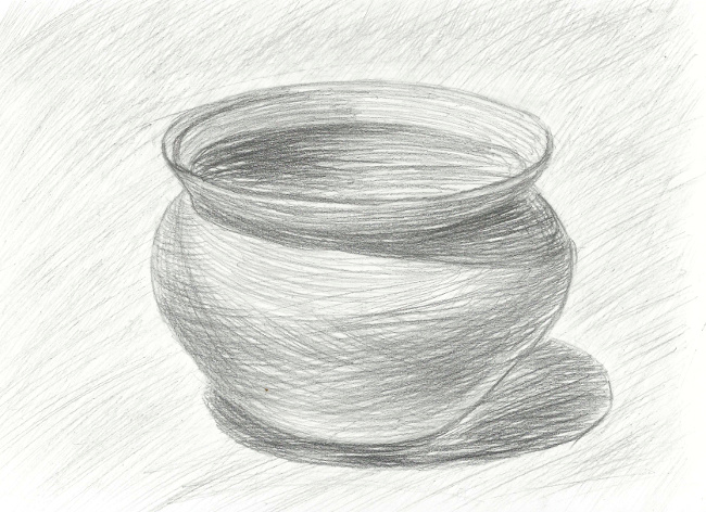 Карандашный рисунок глиняного горшка