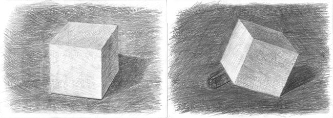 рисунок куба и куба в ракурсе
