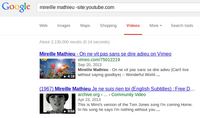 Mireille Mathieu googe video search